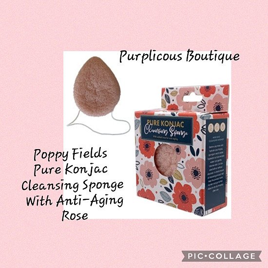Poppy Fields Pure Konjac Cleansing Sponge With Anti -Aging Rose