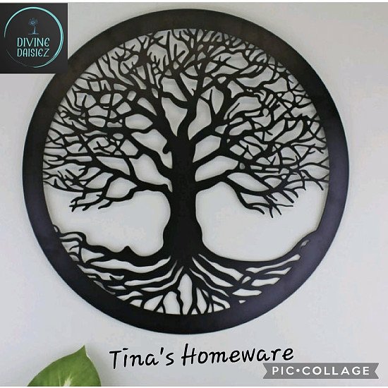 Tree of Life Large Black Metal Wall Art Decoration 40cm Diameter