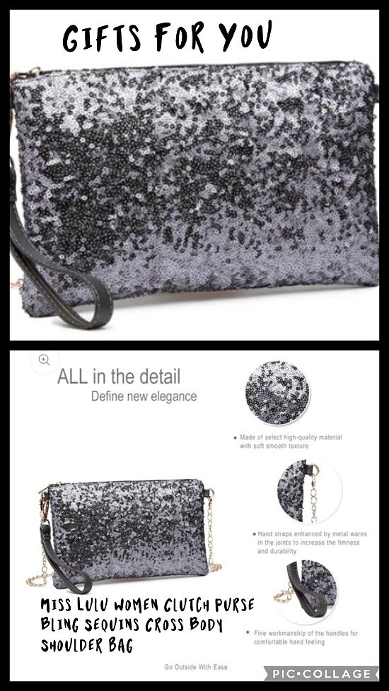 Miss Lulu Women Clutch Purse Bling Sequins Cross Body Shoulder Bag is in stock