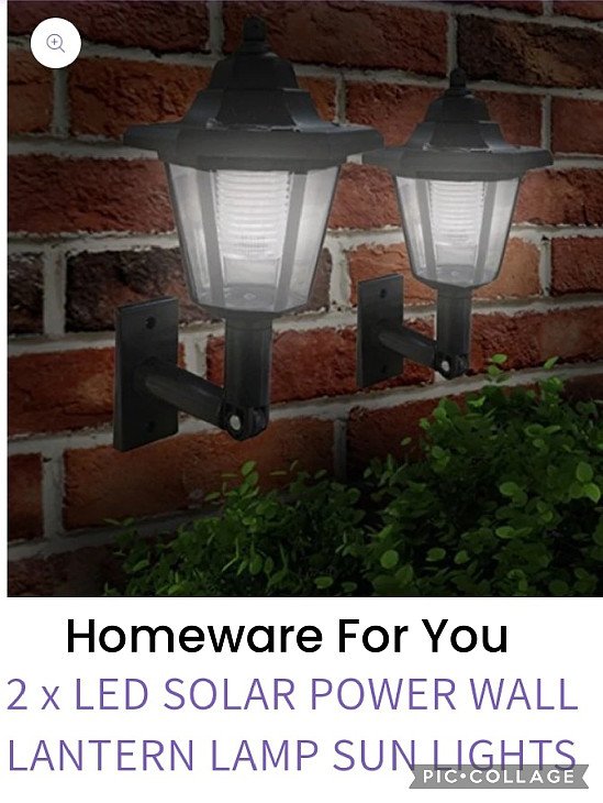 2 x LED SOLAR POWER WALL LANTERN LAMP SUN LIGHTS