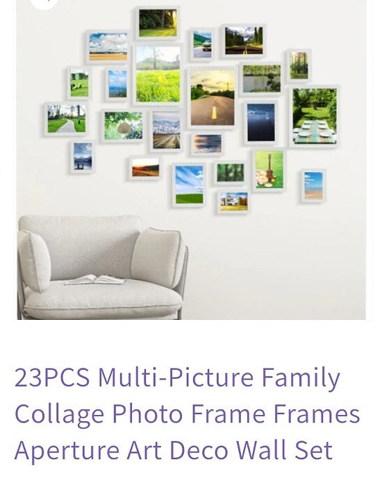 23PCS Multi-Picture Family Collage Photo Frame Frames Aperture Art Deco Wall Set