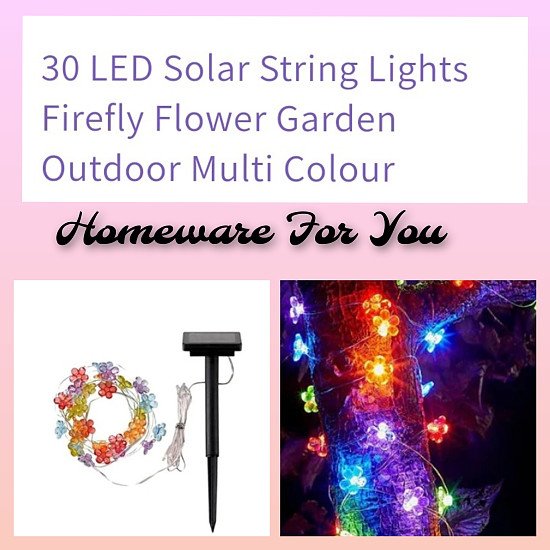 30 LED Solar String Lights Firefly Flower Garden Outdoor Multi Colour