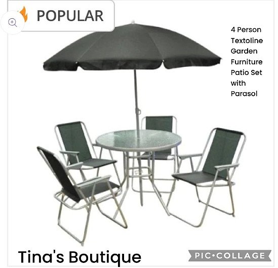 4 Person Textoline Garden Furniture Patio Set with Parasol