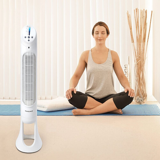 Honeywell QuietSet Tower Fan with Remote Control, White [Energy Class