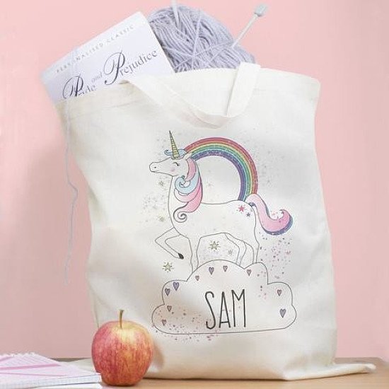 Personalised Unicorn Cotton Shopping Bag