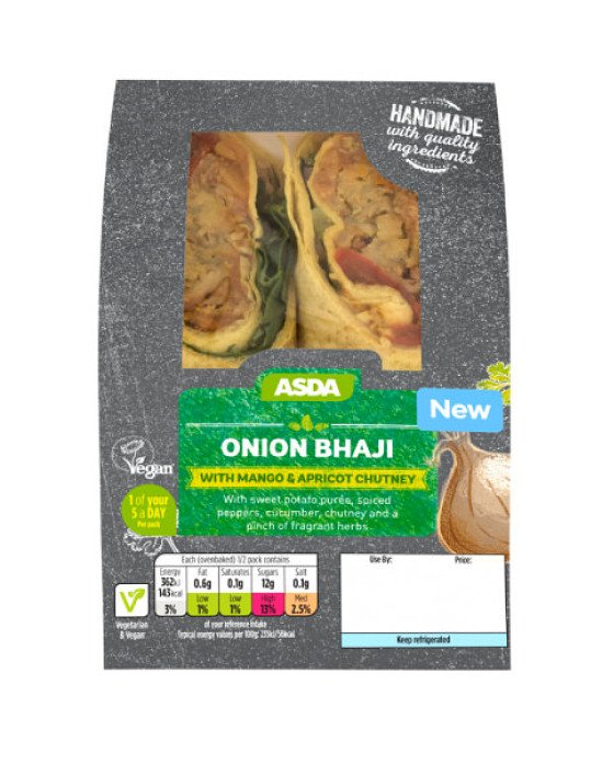 VEGAN OPTIONS Onion Bhaji Wrap £2.50! Asda Promotion