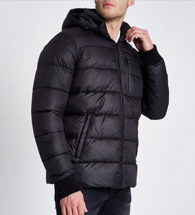 Black hooded puffer jacket - SAVE £15.00!